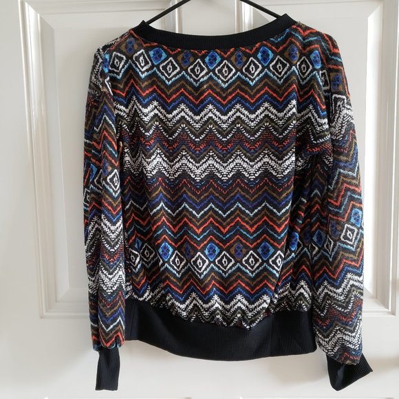 HAUTE PROJECT Lightweight Herringbone Multicolor Women's Pullover Sweater SZ M - Picture 2 of 12